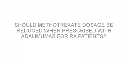 Should methotrexate dosage be reduced when prescribed with adalimumab for RA patients?