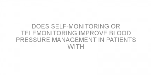 Does self-monitoring or telemonitoring improve blood pressure management in patients with uncontrolled hypertension?