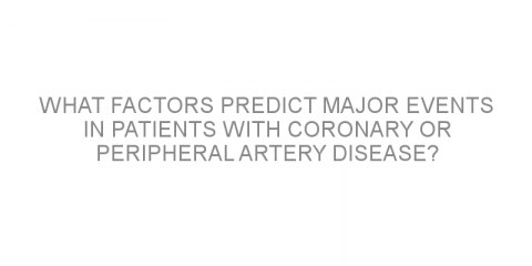 What factors predict major events in patients with coronary or peripheral artery disease?