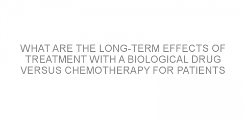 What are the long-term effects of treatment with a biological drug versus chemotherapy for patients with advanced non-small cell lung carcinoma?
