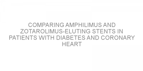 Comparing amphilimus and zotarolimus-eluting stents in patients with diabetes and coronary heart disease.